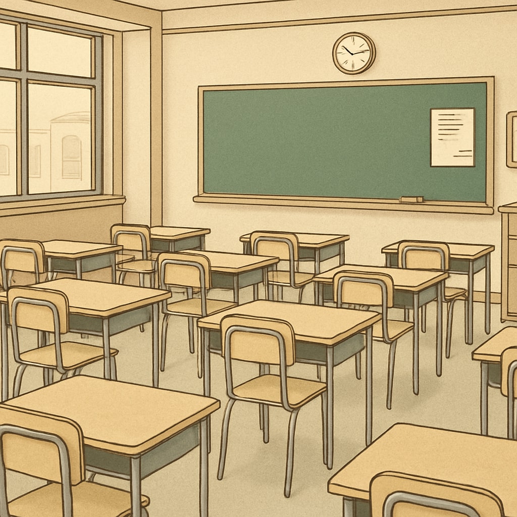 Public school classroom with empty chairs, representing enrollment challenges due to education vouchers.