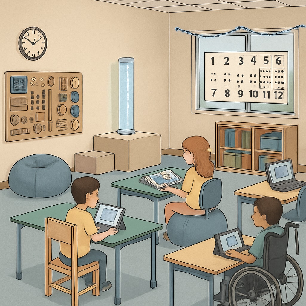 Sensory-friendly classroom for special needs students.