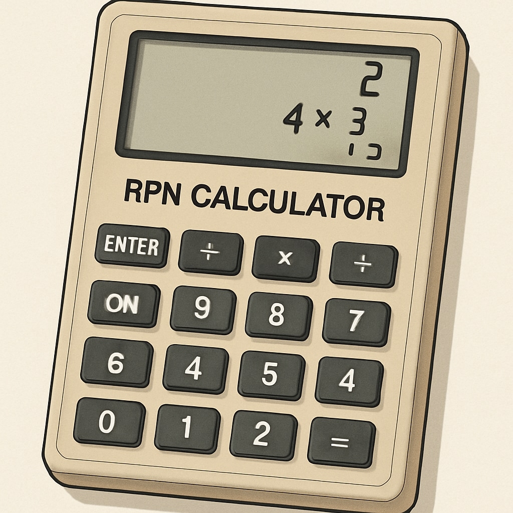Close-up of RPN calculator demonstrating its efficiency in mathematical calculations.