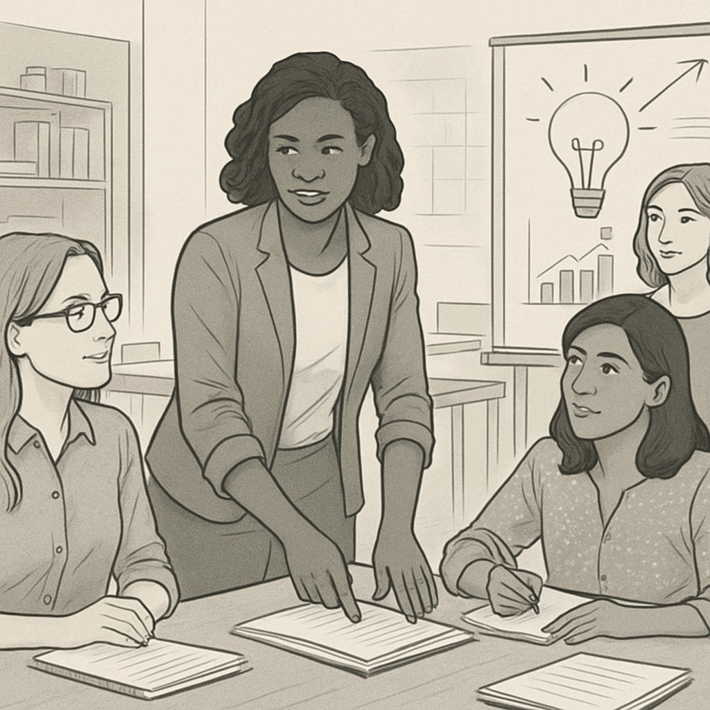 Female entrepreneurs collaborating in a workshop inspired by Sadhguru’s leadership principles.