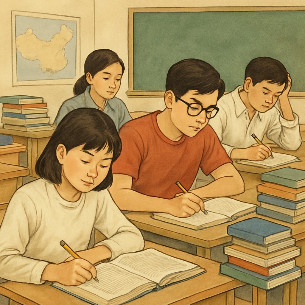 Chinese students preparing for exams in competitive education system