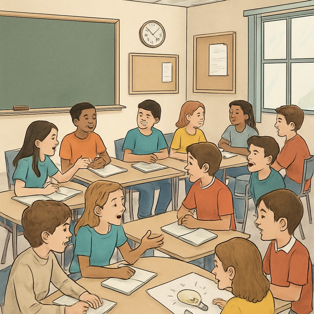 U.S. classroom emphasizing creativity and collaboration in education.