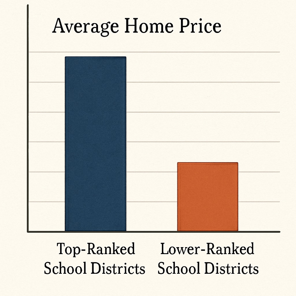 Chart showing differences in housing prices based on school district rankings.
