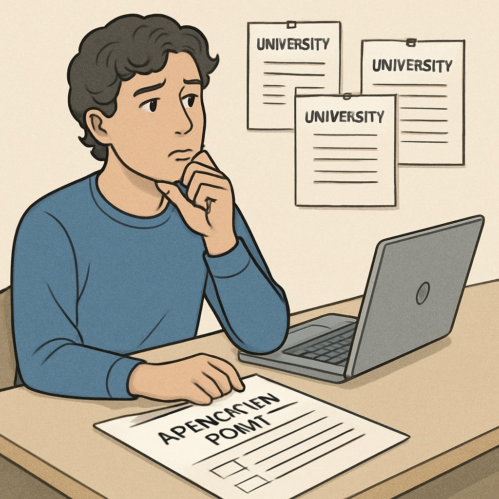 Student considering university applications.