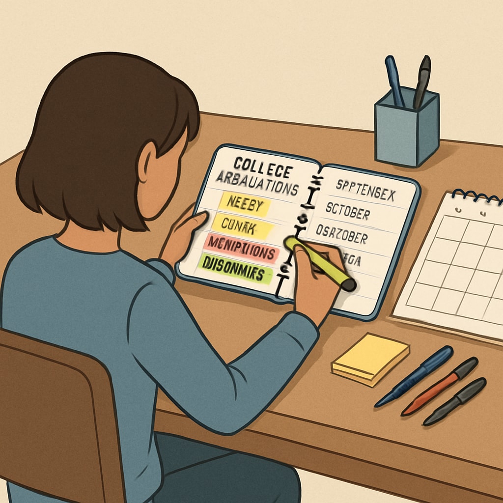 Student planning key milestones for college applications.