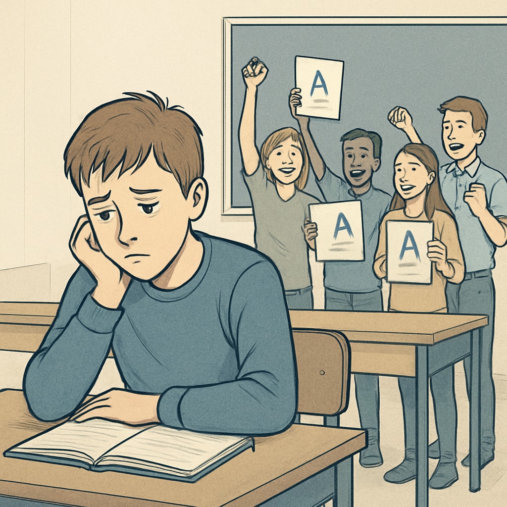 An isolated student feeling neglected in an environment emphasizing the 