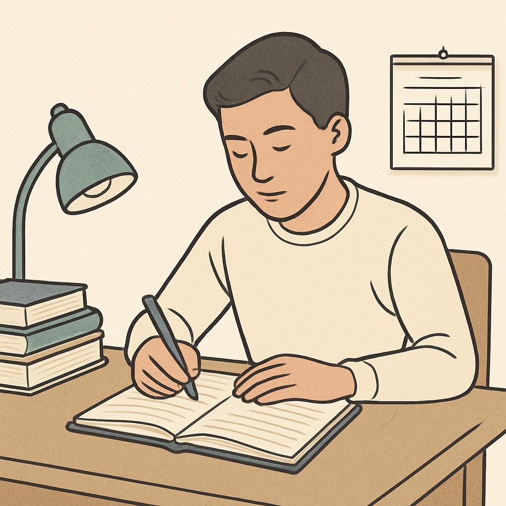 A student journaling in a quiet environment, reflecting on personal goals and aspirations. A student writing in a journal, representing self-awareness and personal growth through education.