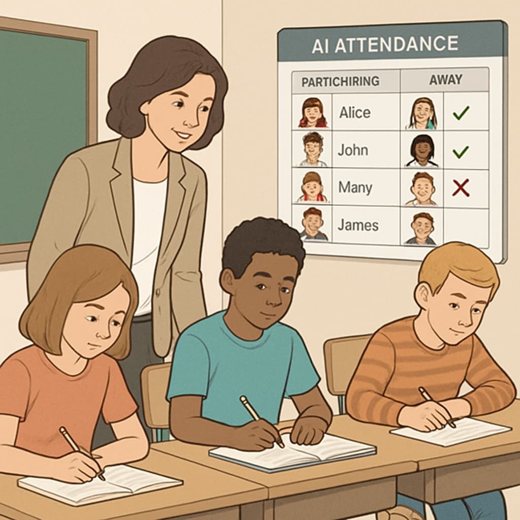 AI attendance system assisting teachers with administrative tasks.