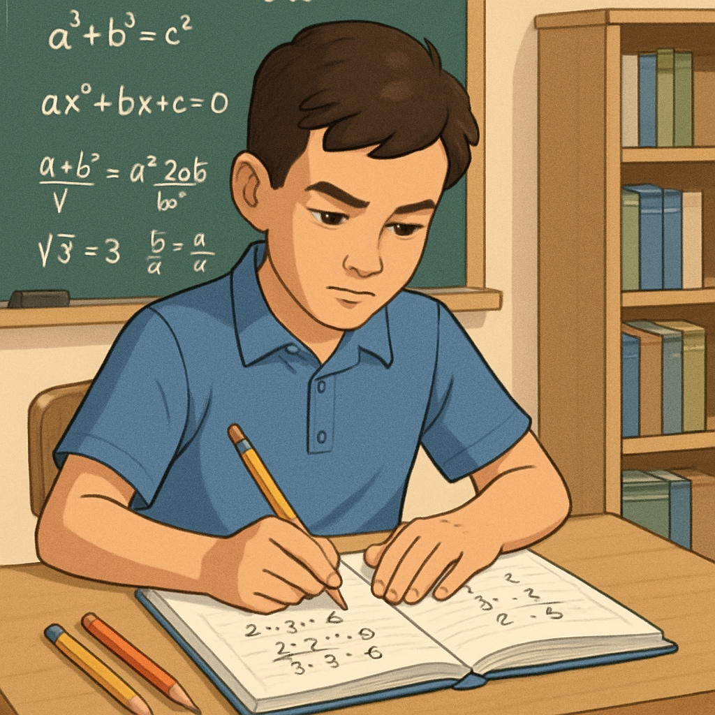 Student solving math problems to apply effective learning techniques.