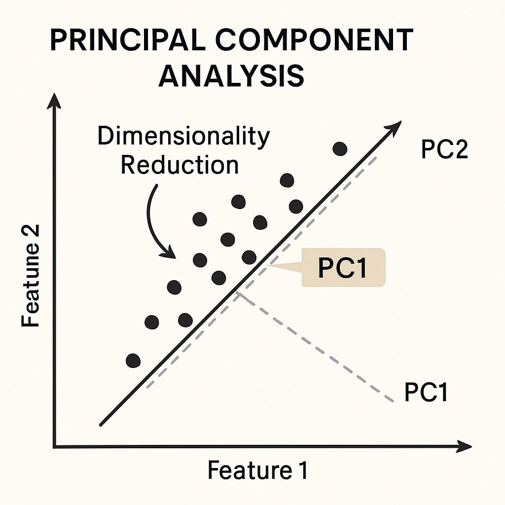 A PCA graph showing dimensionality reduction, a key concept in biostatistics.