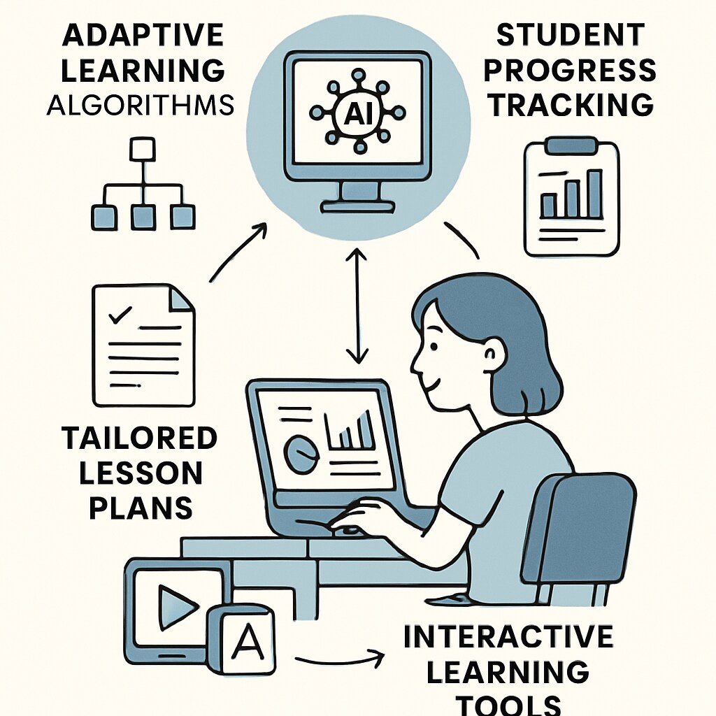 Diagram explaining the benefits of AI-driven personalized learning in K12 classrooms