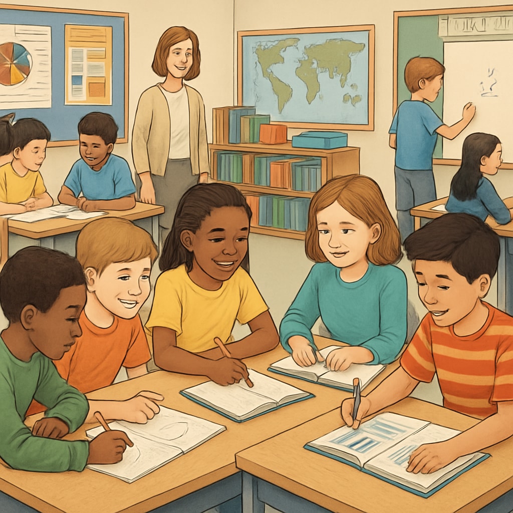 Students in a public school classroom, showcasing diversity and engagement