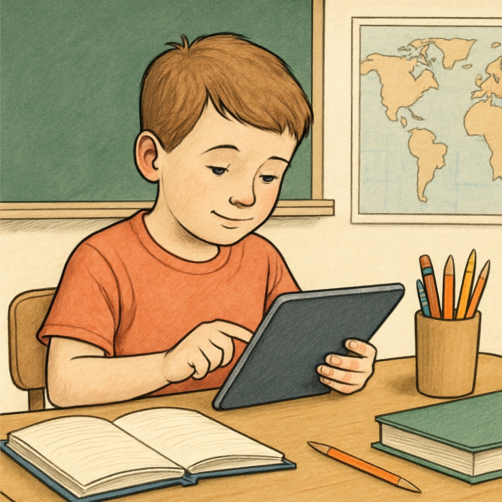 Technology addiction, children’s education, mental health impact in a classroom.