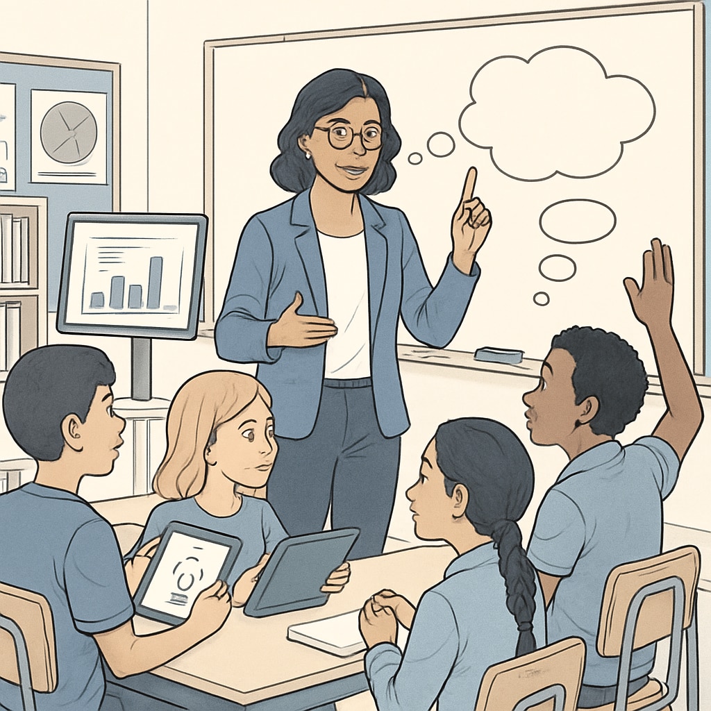 Teacher-led discussion promoting critical thinking alongside ChatGPT use.