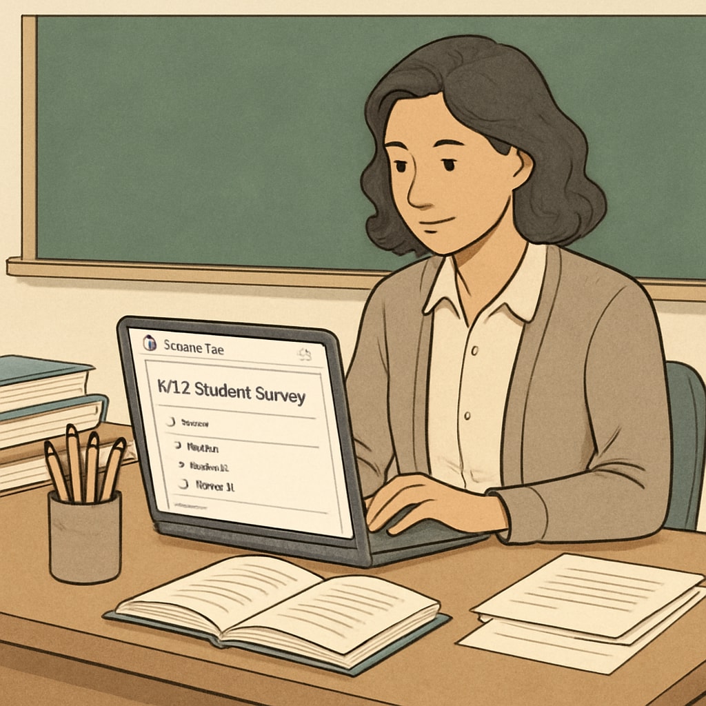 Teacher creating a Google Forms survey for K12 data collection.