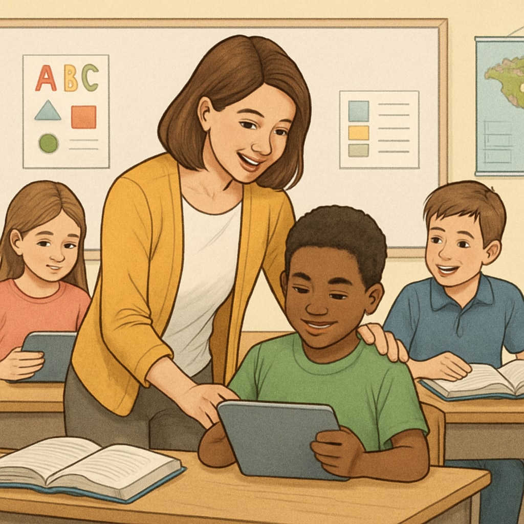 Teacher helping students with personalized learning to enhance academic support.