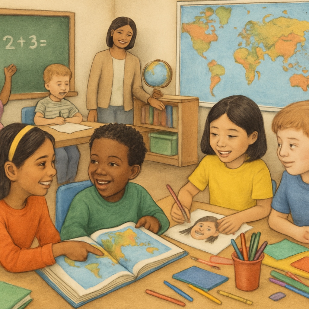 Children from diverse backgrounds learning together, reflecting the need for global equity in education.