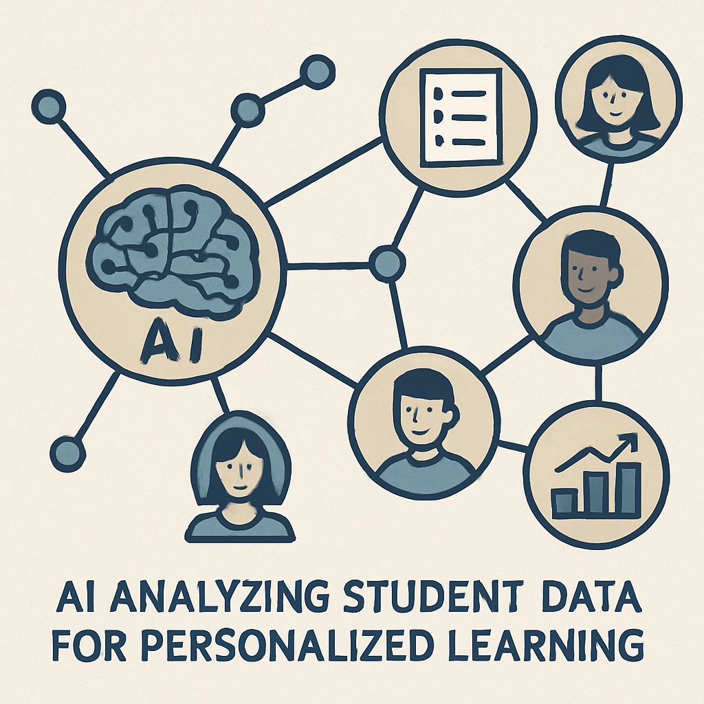 AI analyzing student data for personalized learning in K12 education