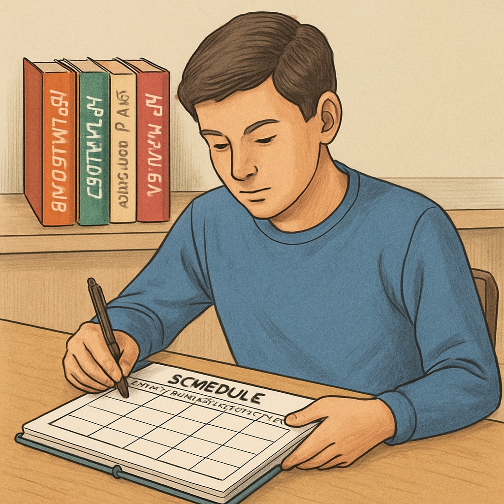 Student planning AP courses with textbooks, emphasizing AP course strategies.