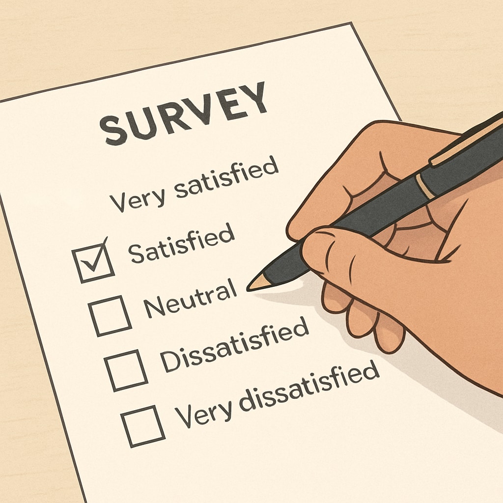 Person filling out a survey form for educational research.