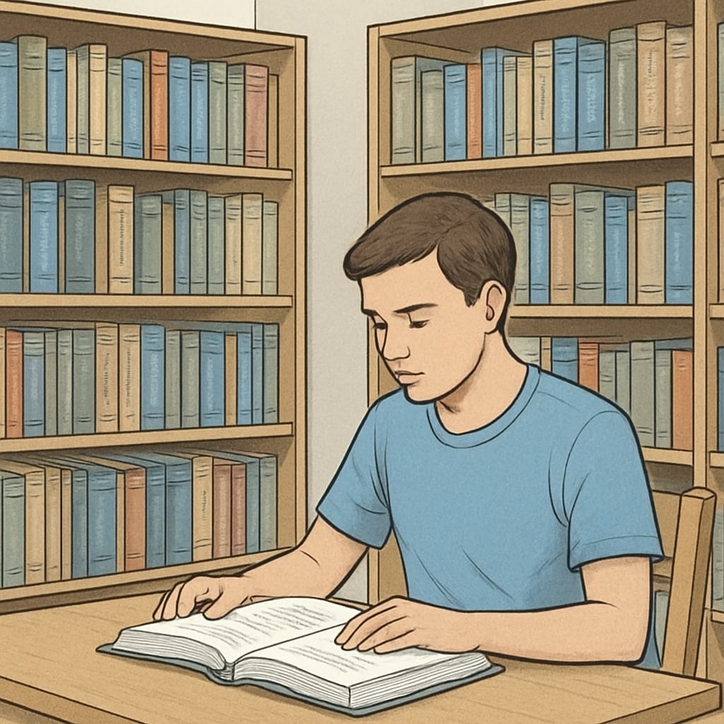 A high-achieving student reading to enhance academic excellence with advanced texts.
