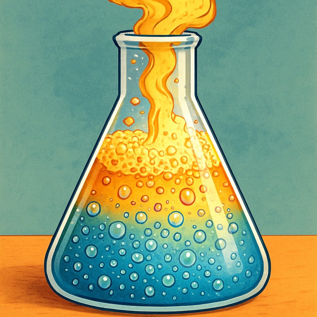 Chemical reaction in progress during a high school chemistry project.