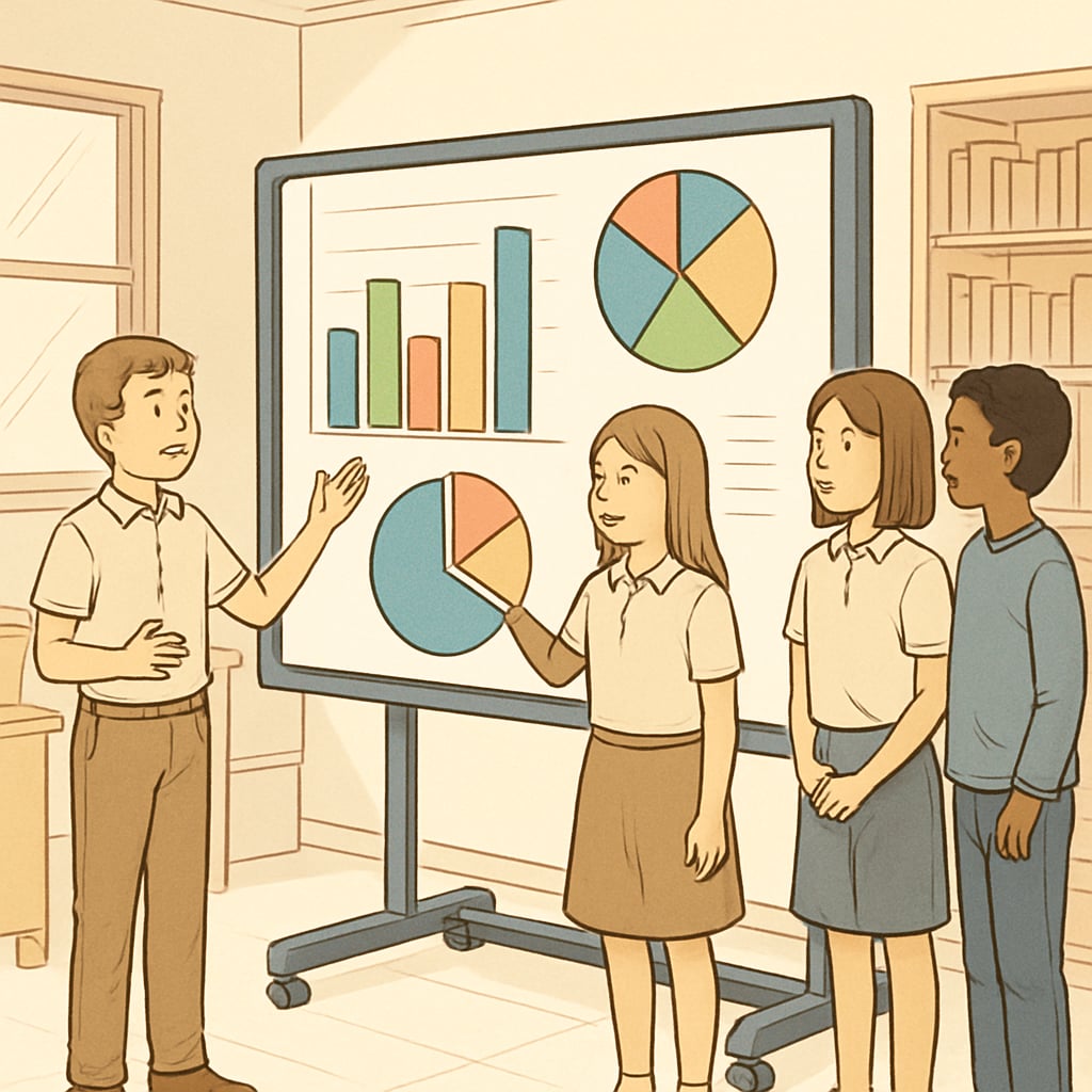 Students showcasing survey results to enhance their understanding of academic research.