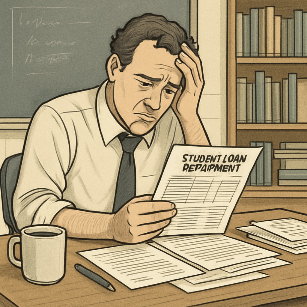 Teacher reviewing student loan repayment statement under SAVE plan changes