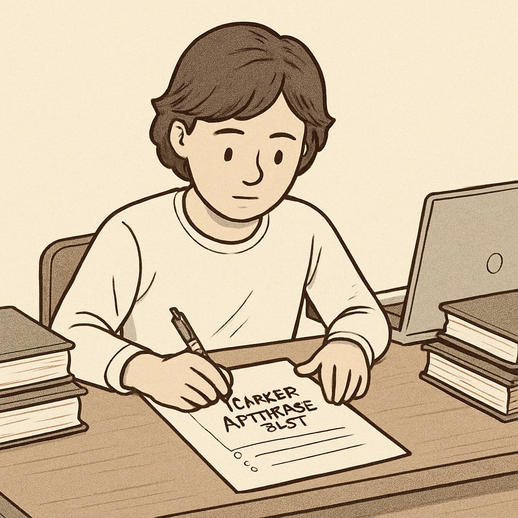 A student sitting at a desk, surrounded by books and a laptop, taking a career aptitude test. Career aptitude test for aligning interests with career pathways.