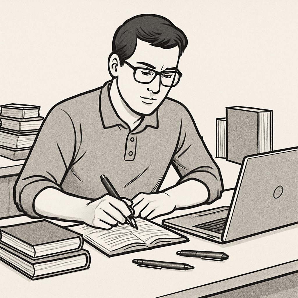 Adult learner studying to address foundational knowledge gaps and learning challenges.