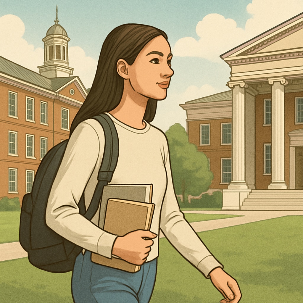 A-level student touring Ivy League university campus