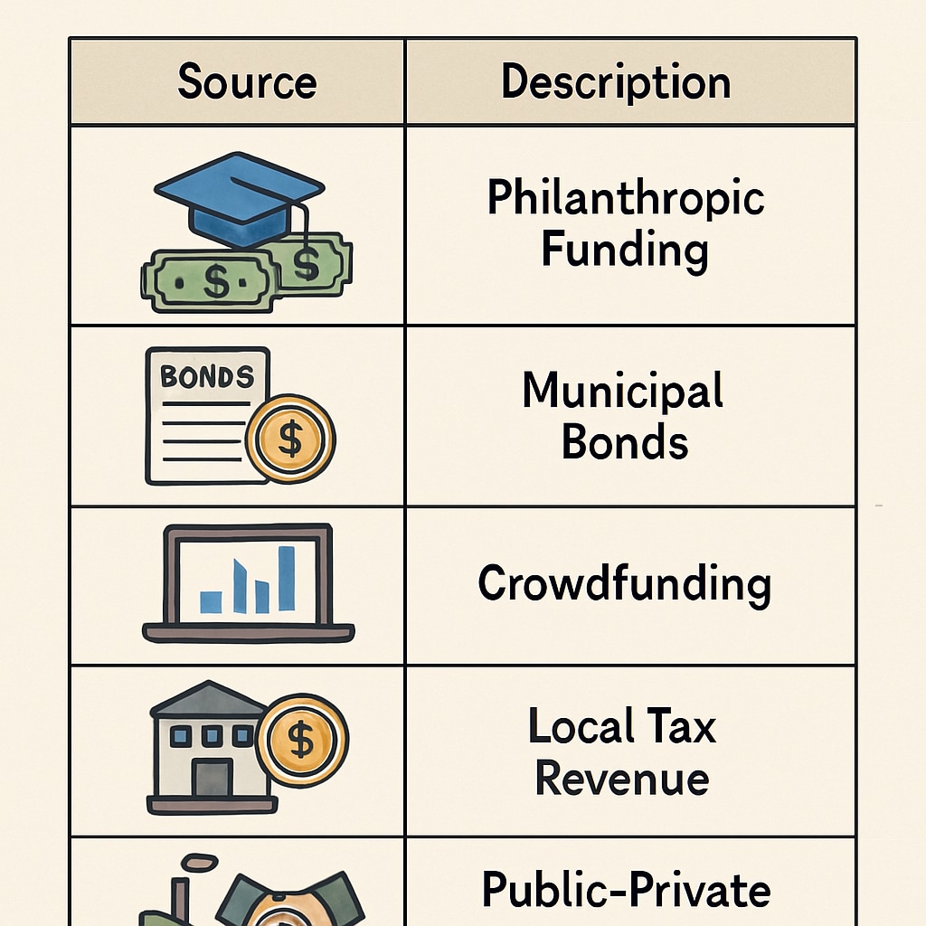 A table summarizing the top alternative data sources for U.S. education funding. Table listing alternative sources for U.S. education funding data.