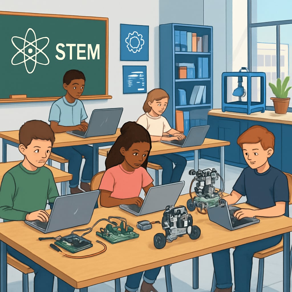 Modern classroom emphasizing STEM-focused education.