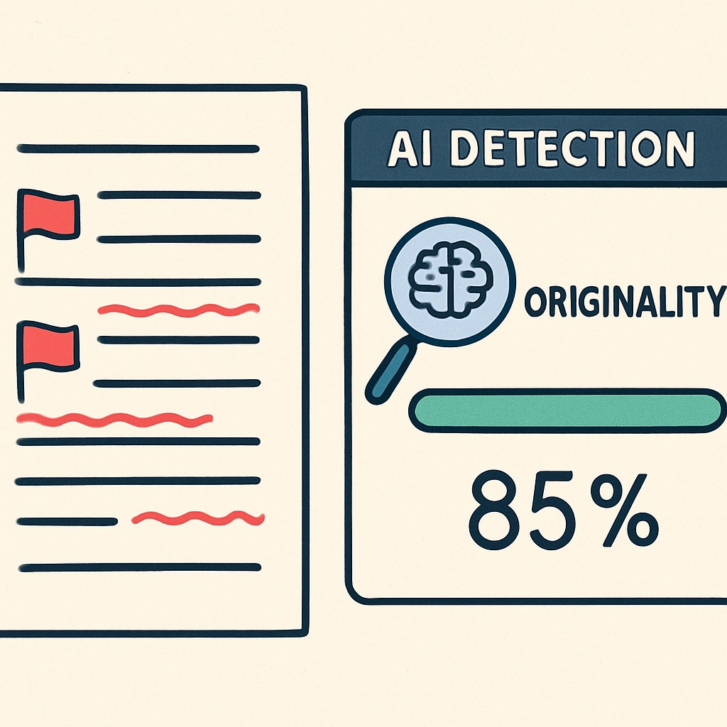 AI detection tool identifying potential plagiarism in a document to ensure academic integrity.