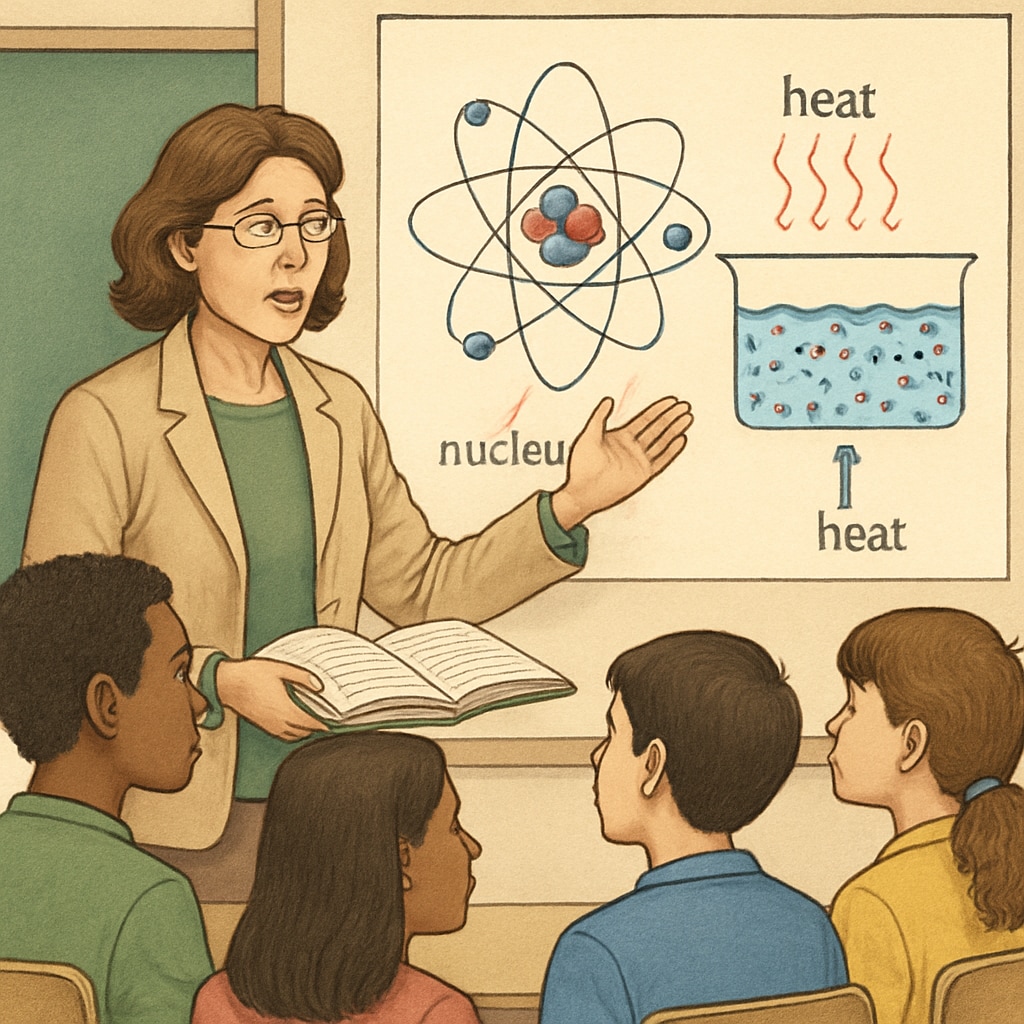 A teacher using visual aids to teach science concepts to ELL students in an inclusive classroom.