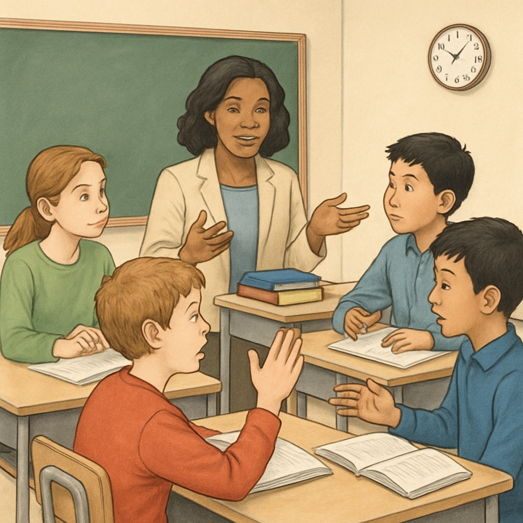 Classroom discussion led by a teacher in Oklahoma