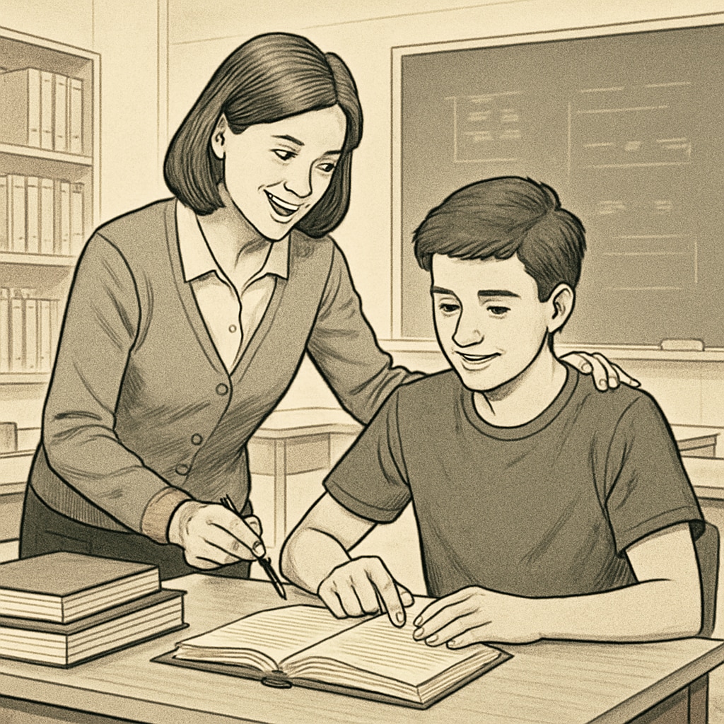 Teen and teacher working together on academic tasks, representing tailored support.