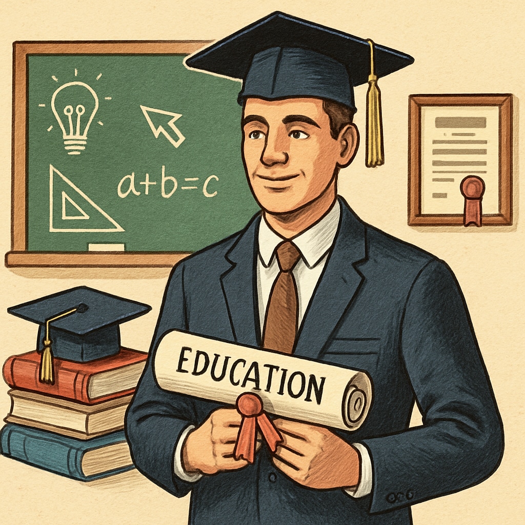 A recent graduate holding an Education Master's degree, symbolizing career transformation. Biology graduate celebrating their successful transition with an Education Master's degree.