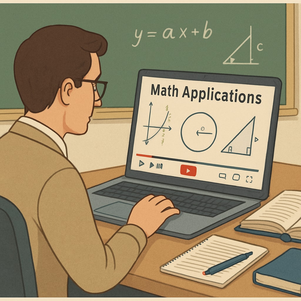Teacher watching a YouTube tutorial on applied mathematics for campus recruitment.