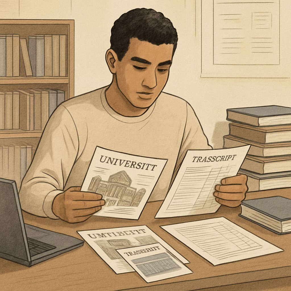 Egyptian student preparing documents for U.S. data science degree application