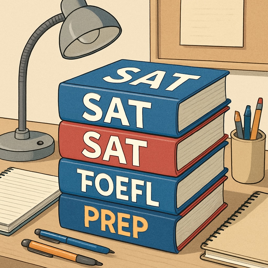SAT and TOEFL preparation materials for international student applications.