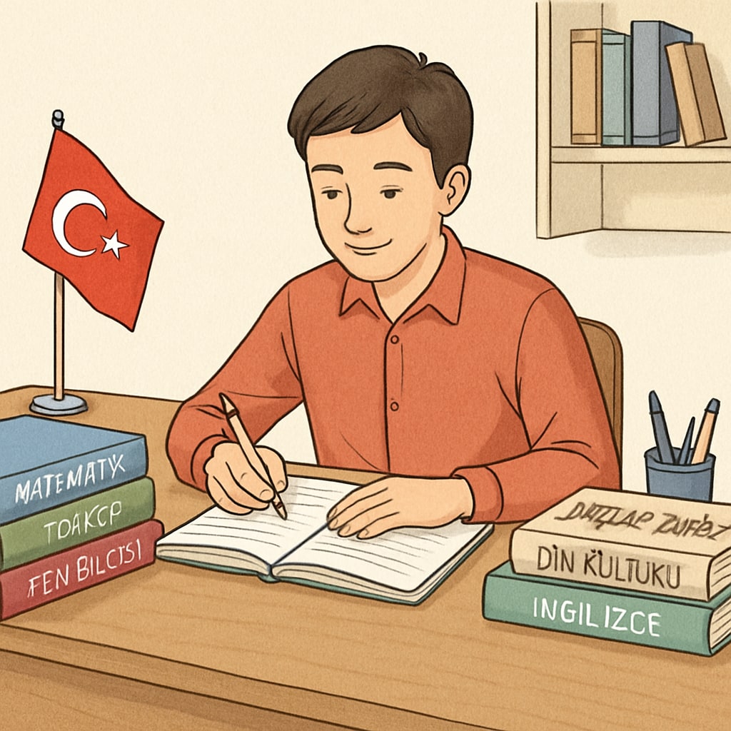Turkish student preparing for exams under the centralized education system.
