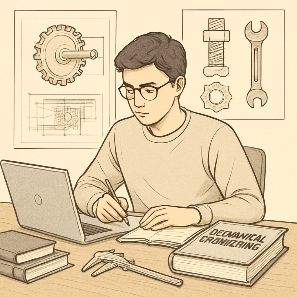 Mechanical engineering student exploring online education for career planning.