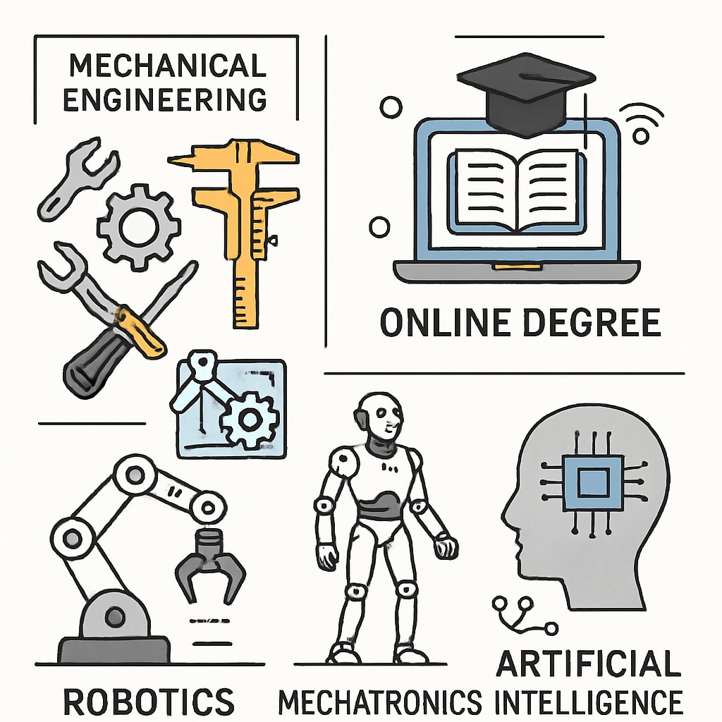 Career paths blending mechanical engineering with online degree qualifications.