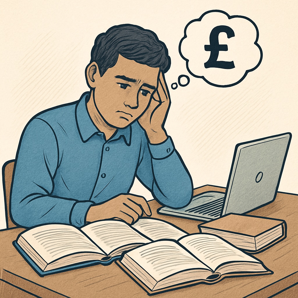 Student facing financial stress due to high tuition fees in the UK