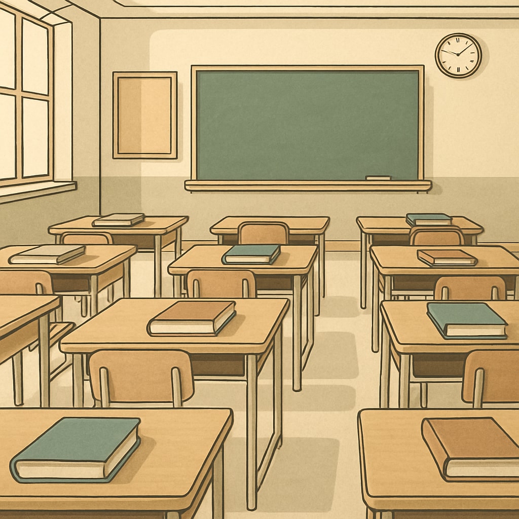 Empty classroom symbolizing lack of education access due to administrative hurdles.