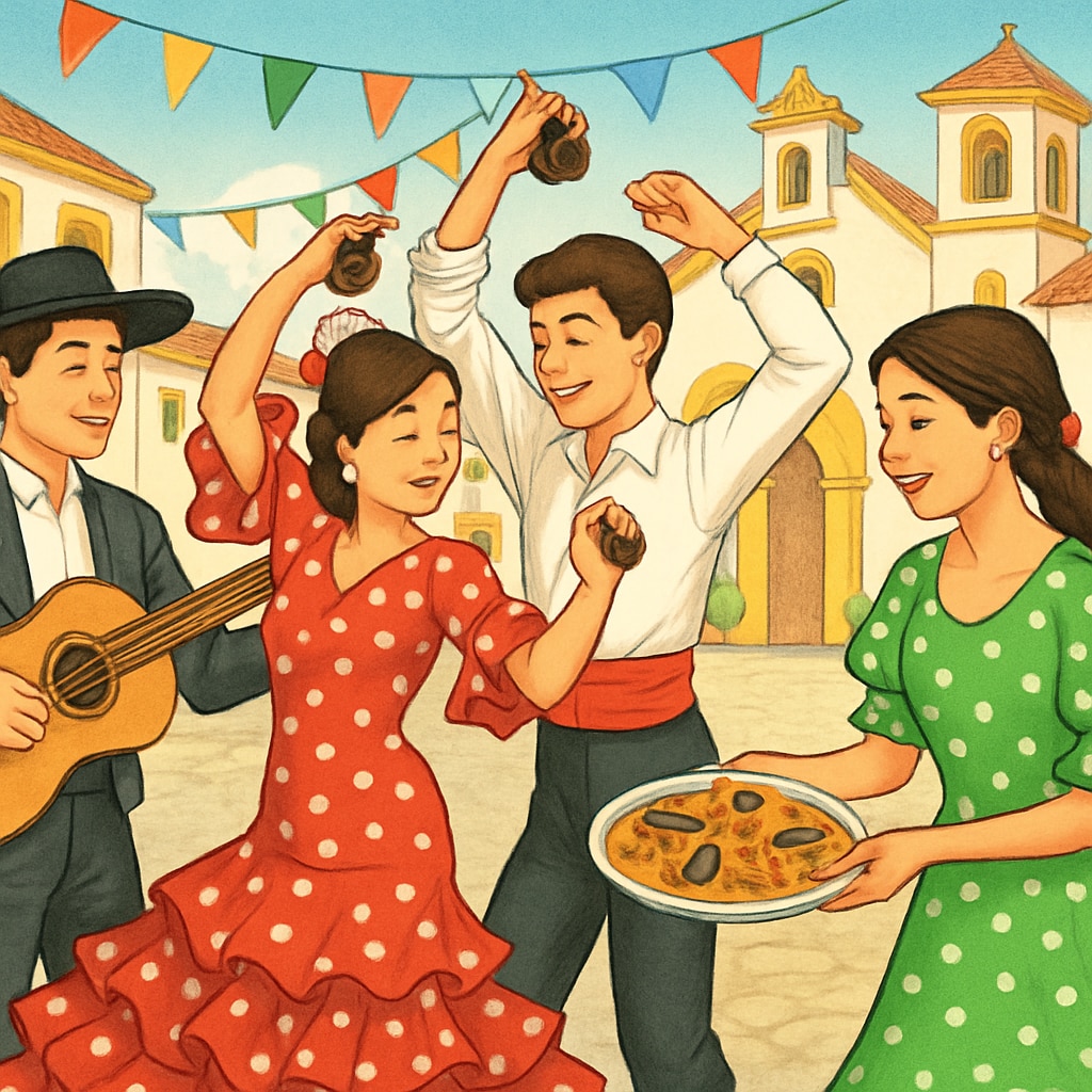 Students participating in a traditional Spanish festival, showcasing cultural immersion. Students at a Spanish festival engaging in cultural activities.