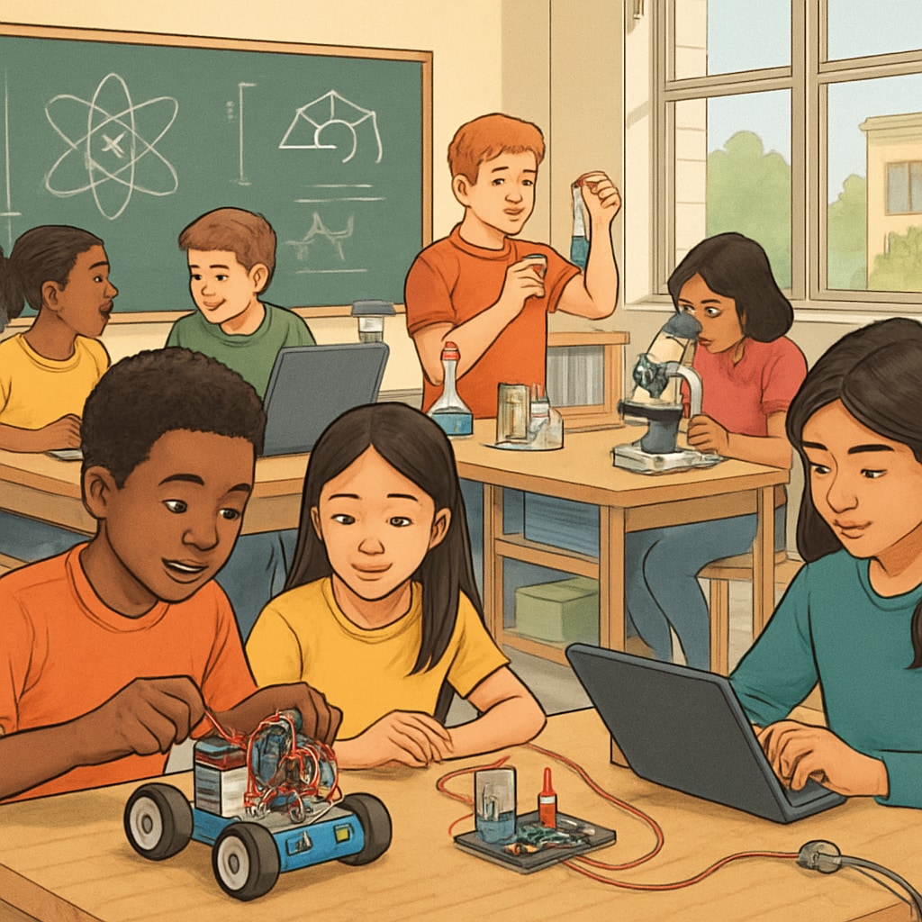 Students engaging with STEM activities derived from University of California resources.