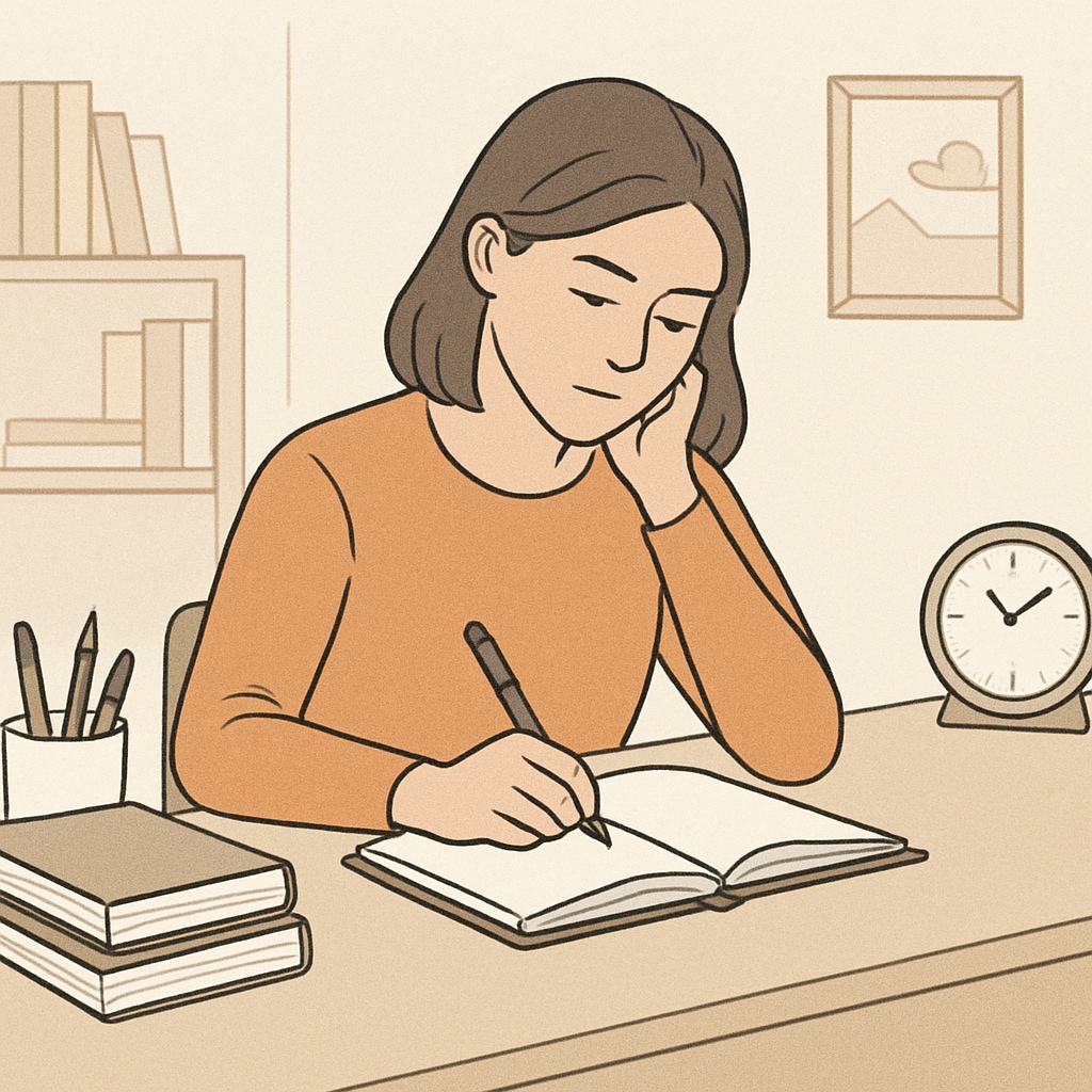 A student writing in a journal to explore personal growth and self-awareness.