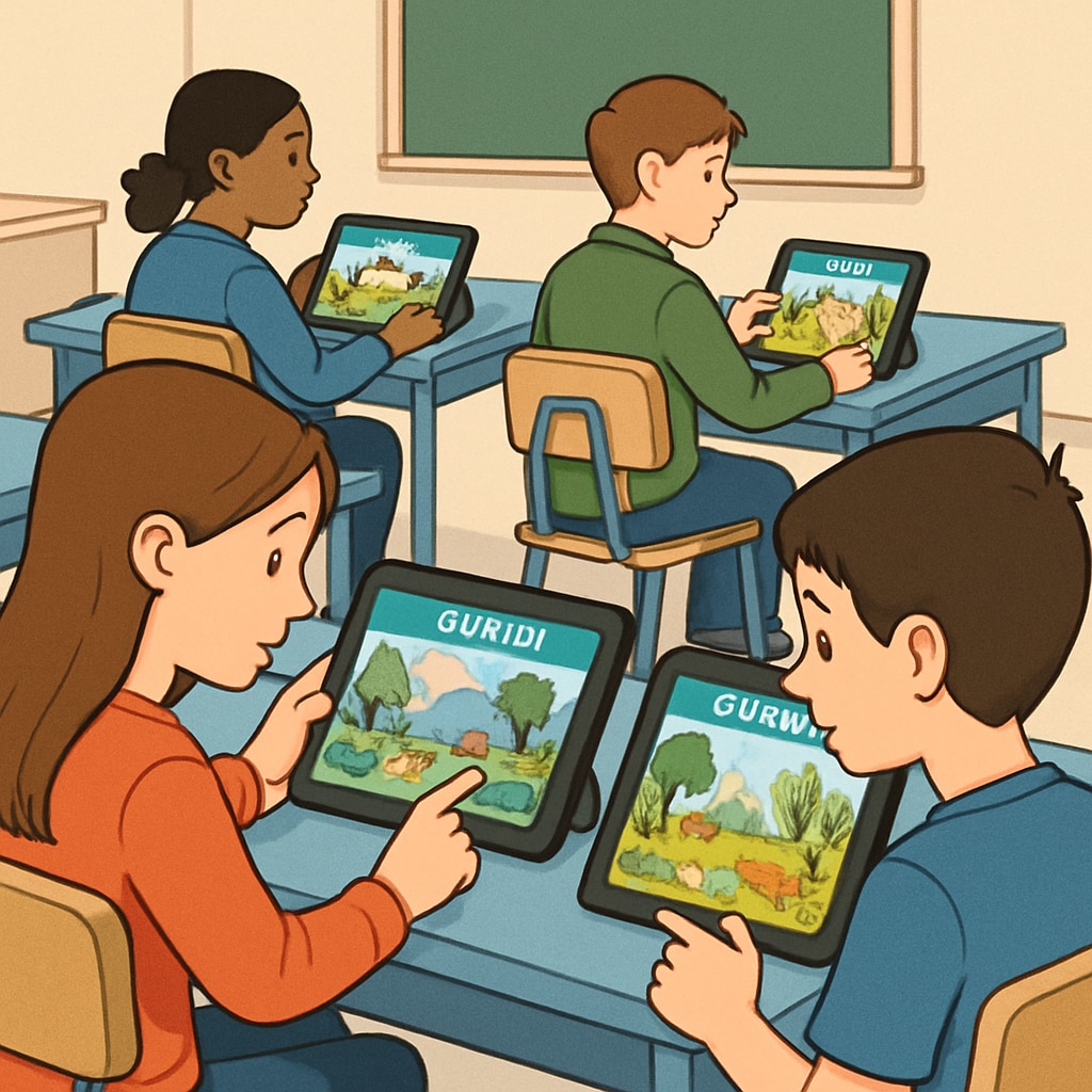 Students engaging with Gurwi for interactive learning about ecosystems.